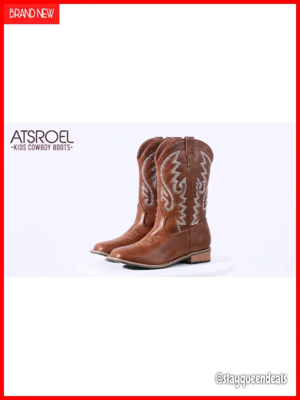 Toddler Western Cowboy Boots Pull On Square Toe Embroidered